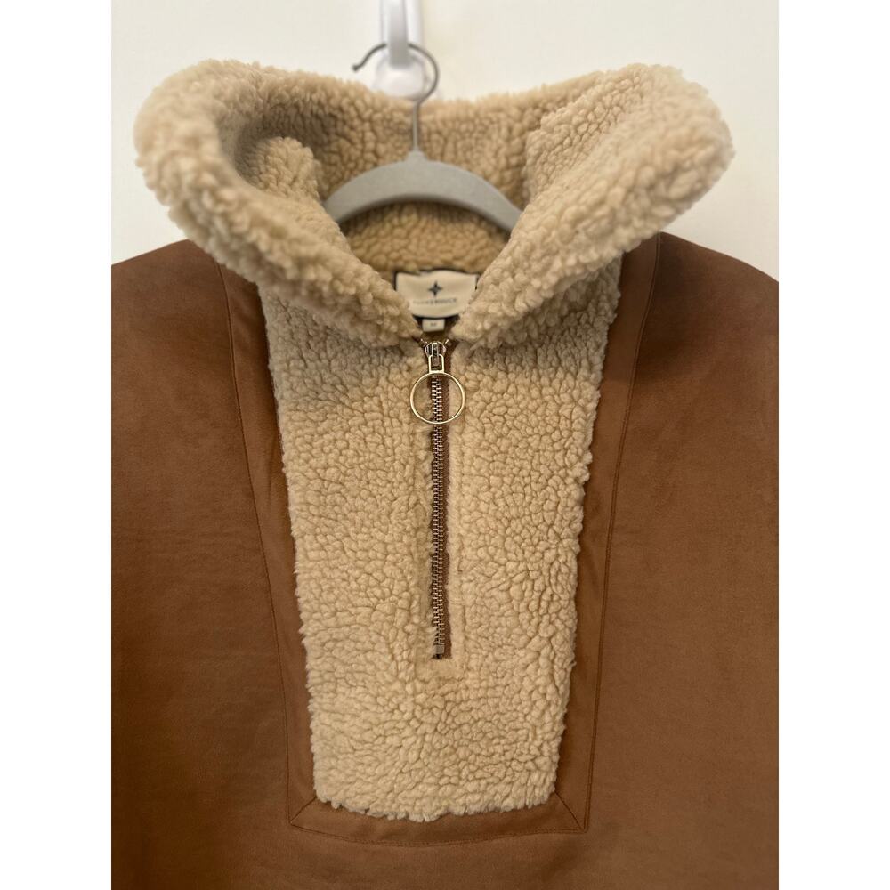 Tuckernuck Stella Shearling Quarter Zip Pullover Jacket Tan Cream Medium - Picture 8 of 11